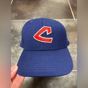 HT13 New Era 59 Fifty Cooperstown Cleveland Indians Fitted Cap 8 Wool VNTG RARE